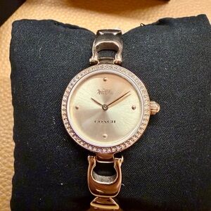 Coach Rose Gold-Tone Crystal Bezel Bracelet Watch NWT